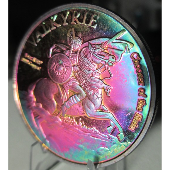 Colored Brilliant Finish Art Coin: Norse Gods Odin-Valkyrie Stunning!!!Unique!!! - Picture 2 of 4